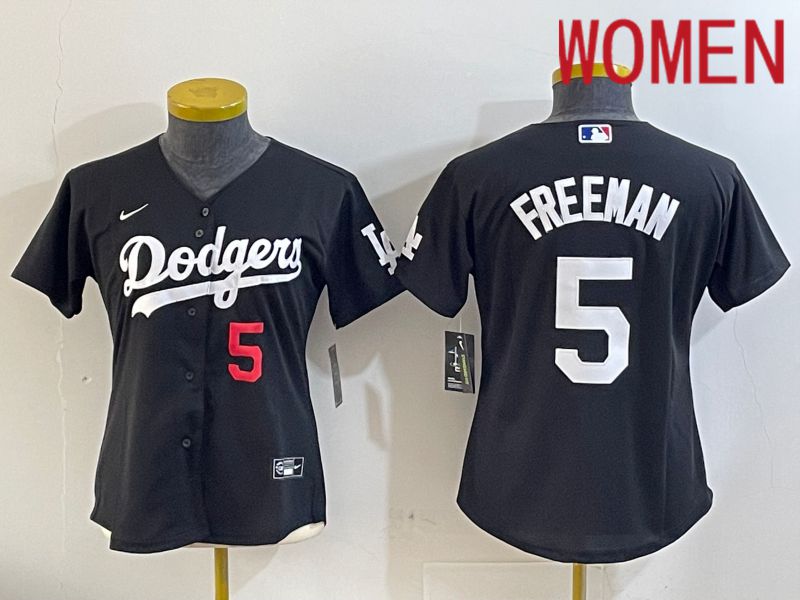 Women Los Angeles Dodgers #5 Freeman Black Game 2024 Nike MLB Jersey style 11213->women mlb jersey->Women Jersey